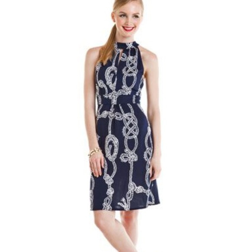 Lily Pulitzer - navy knot keyhole dress